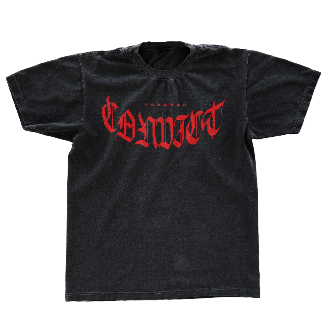 FOREVER CONVICT TEE (CEMENT GRAY & RED)