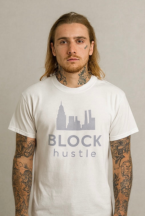 BLOCK hustle TEE (Grey Letters)