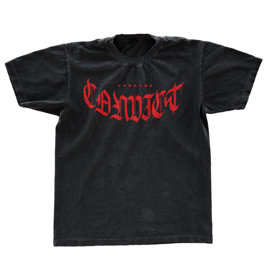 FOREVER CONVICT TEE (CEMENT GRAY & RED)